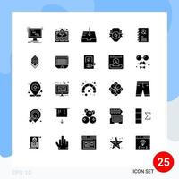conjunto de 25 sinais de símbolos de ícones de interface do usuário modernos para elementos de design de vetores editáveis do clube de escudo de correio esportivo de entretenimento