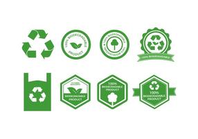 Coleção de emblemas de vetores biodegradáveis ​​gratuitos