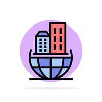 ícone de cor plana de fundo de círculo abstrato sustentável de negócios de arquitetura de organização global vetor