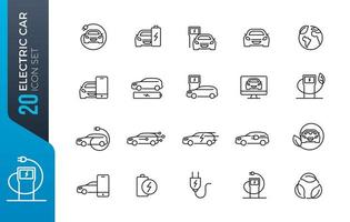 conjunto de ícones de carro elétrico vetor