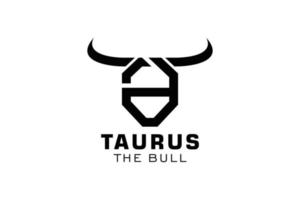 logotipo da letra d, logotipo do touro, logotipo da cabeça do touro, elemento de modelo de design do logotipo do monograma vetor
