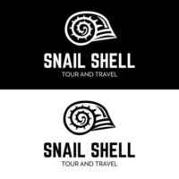 excursão de férias na ilha de caracol e design de logotipo da empresa de negócios de viagens vetor