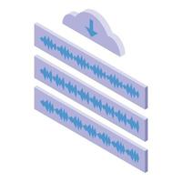vetor isométrico do ícone do curso de nuvem de som. Educação online
