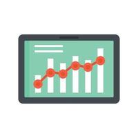 ícone de gráfico de negócios de tablet vetor plano isolado