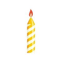 ícone de vela de aniversário em chamas vetor plano isolado