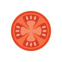 ícone de tomate de jardim cortado vetor plano isolado