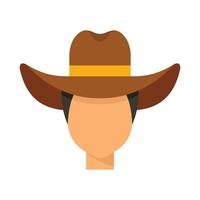 vetor plano isolado do ícone do chapéu de cowboy
