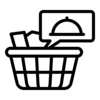 vetor de contorno do ícone do carrinho de comida on-line. pedido móvel