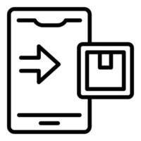 vetor de contorno de ícone de rastreamento de pacote de smartphone. serviço de entrega