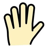 vetor de contorno de cor de ícone de cinco dedos de gesto de mão