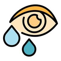 vetor de contorno de cor de ícone de olho de alergia chorando