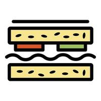 vetor de contorno de cor de ícone de almoço de sanduíche