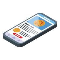 pizza online comprar vetor isométrico de ícone. entrega rápida