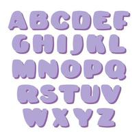 alfabeto de bolha lilás dos desenhos animados com sombra. ilustração vetorial isolada. vetor