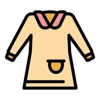 vetor de contorno de cor de ícone de vestido de uniforme escolar