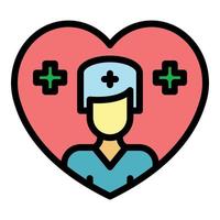 vetor de contorno de cor de ícone de médico de amor de coração