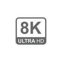 eps10 vetor cinza 8k ultra ou uhd 2160p ícone isolado no fundo branco. símbolo de resolução 8k de alta definição em um estilo moderno simples e moderno para o design do seu site, logotipo e aplicativo móvel