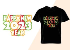 feliz ano novo 2023 design de t-shirt de tipografia vetor