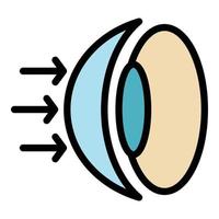vetor de contorno de cor de ícone de lente ocular