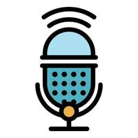 vetor de contorno de cor de ícone de microfone de podcast