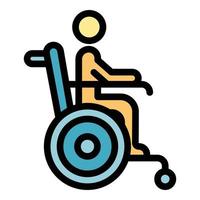 vetor de contorno de cor de ícone de cadeira de rodas de homem sênior