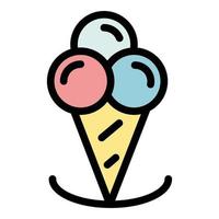 vetor de contorno de cor de ícone de sorvete de corneta