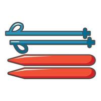ícone de esqui e bastões, estilo cartoon vetor