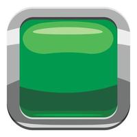 ícone de botão quadrado verde claro, estilo cartoon vetor