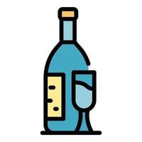 vetor de contorno de cor de ícone de garrafa de vinho grécia