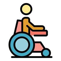 vetor de contorno de cor de ícone elétrico médico de cadeira de rodas