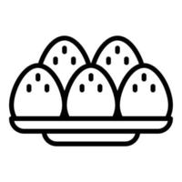 vetor de contorno de ícone de ovo cozido. prato assado