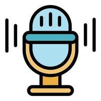 vetor de contorno de cor de ícone de microfone de estúdio de podcast