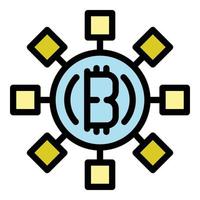 vetor de contorno de cor de ícone de interesse de bitcoin