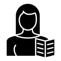 ícone de glifo de receitas de mulher vetor