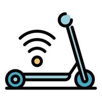 vetor de contorno de cor de ícone de scooter elétrica wi-fi