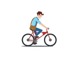 ilustração de andar de bicicleta no parque com a família, na estrada em dia ensolarado. adequado para diagramas, infográficos e outros ativos gráficos vetor