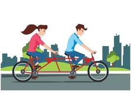 ilustração de andar de bicicleta no parque com a família, na estrada em dia ensolarado. adequado para diagramas, infográficos e outros ativos gráficos vetor