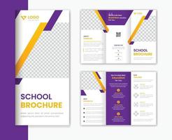 modelo de design de brochura com três dobras de educação, apresentação de design de brochura de admissão escolar vetor