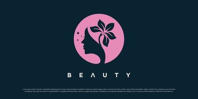 vetor de design de logotipo de mulher com conceito de natureza de beleza