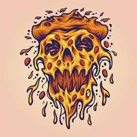 ilustração de pizza de monstro assustador derretida vetor