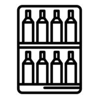 vetor de contorno do ícone da loja de vinhos em casa. armário de madeira