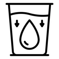 vetor de contorno de ícone de vidro de água segura. salvar gota