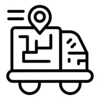 vetor de contorno de ícone de rastreamento de pacote de caminhão. mapa de pedidos
