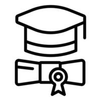 vetor de contorno do ícone do diploma de graduação. arte escolar