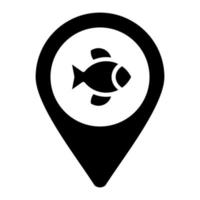 ícone de glifo de destinos de pesca vetor