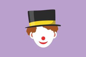design gráfico plano desenhando o rosto do palhaço masculino usando chapéu de circo com sorriso alegre que é muito característico. espetáculo de circo. entretenimento de sucesso. ilustração vetorial de estilo cartoon vetor