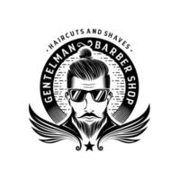 design de logotipo vintage de barbearia vetor