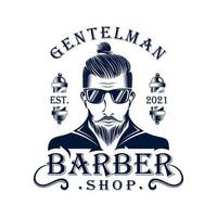 design de logotipo vintage de barbearia vetor