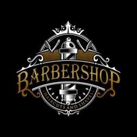 design de logotipo vintage de barbearia vetor