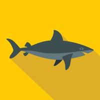 ícone de peixe tubarão cinza, estilo simples vetor